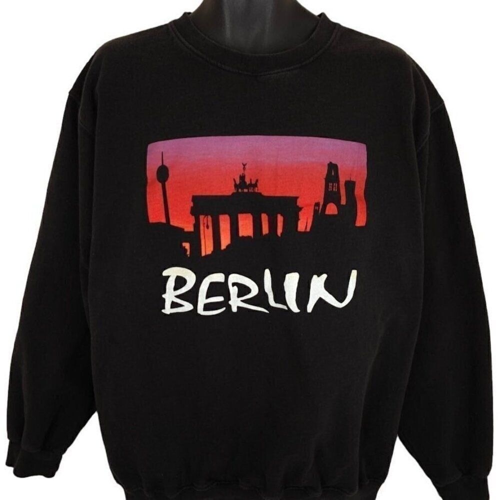 Vintage Berlin Germany Sweatshirt Mens Size XL Black 90s Travel Destination